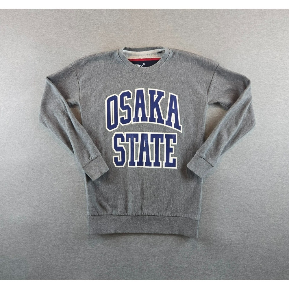 Superdry‎ Sweatshirt Mens XS Gray French Terry Vintage Osaka Trade Mark Rubber